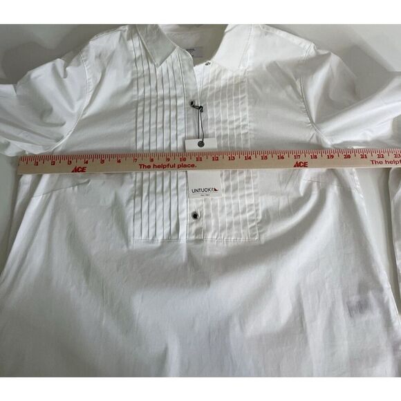 UNTUCKit Size 12 tuxedo Dominique Popover Blouse Shirt Top Rhinstone Buttons - Picture 9 of 13